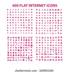 400 flat media, business, internet, holidays, travel, communication isolated icons, signs, symbols, illustrations web design template concept set on white background for website, application