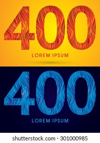 400 ,Font ,Text, designed using line fire and cool, graphic vector.