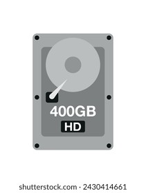 400 GB HD. Vector hard drive data storage, technology and backup concept isolated on white background
