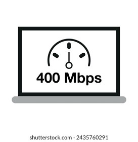 400 Mbit/s Verbindung. Computerbildschirmdesign mit Internetgeschwindigkeit und Datendownload