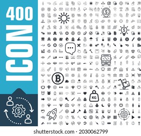 400 modern icons set of medical, education, technology, social, business vector illustration