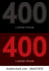 400 Number, Abstract Font, Text, Typography, concept luxury hot and dark, red and black, pattern, graphic vector.