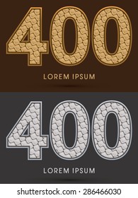 400 Number, Abstract Font, Text, Typography, concept  luxury gold and silver pattern, graphic vector