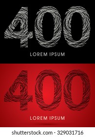 400  Number Font design using confuse line graphic vector.