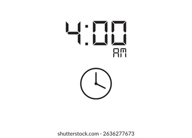4:00 am or pm vector image and icon black colour on white background.
