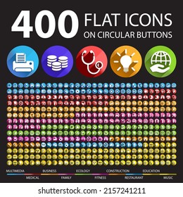 400 society flat icons vector