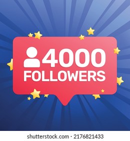 4000 followers banner, poster, congratulation card for social network. Celebrate 10k followers. Vector illustration