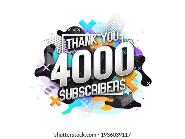 4000 subscribers. Poster for social network and followers. Vector template for your design.