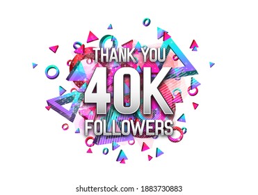 40000 followers. Poster for social network and followers. Vector template for your design.