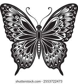 4000x4000 pixel A black silhoutte butterfly on a isoleted white background