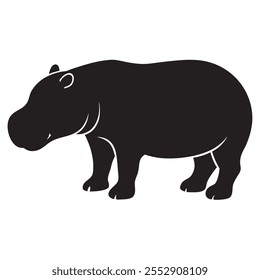 4000x4000 pixel  black silhoutte Hippopotamus on a isoleted white background