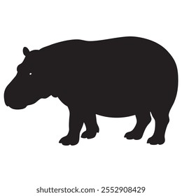 4000x4000 pixel black silhoutte Hippopotamus on a isoleted white background