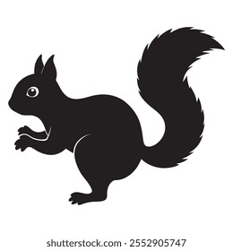 4000x4000 pixel A black silhoutte Squirrel walking on a isoleted white background