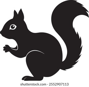 4000x4000 pixel A black silhoutte Squirrel on a isoleted white background