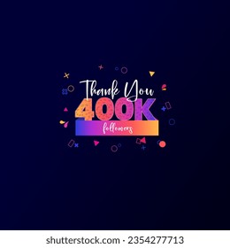 400K followers banner for social media followers and subscribers. Thank you thousand followers vector template for network, social media friends and subscribers.
