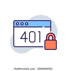 401 error RBG color icon. Thin line vector illustration.