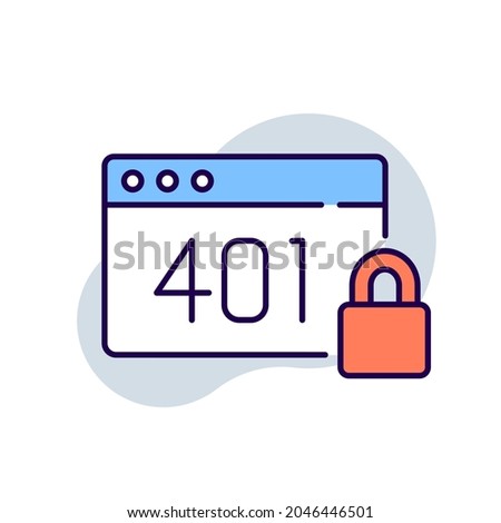 401 error RBG color icon. Thin line vector illustration.