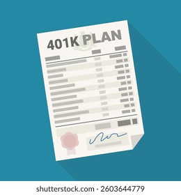 401k plan on a blue background with long shadow (flat design)