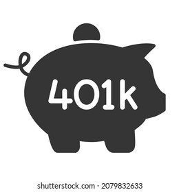 401K Retirement Plan Piggy Bank Vector Icon
