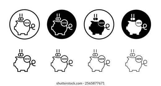 401k retirement savings icon Black and white outline vector