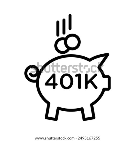 401k retirement savings icon linear logo mark in black and white