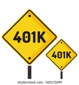 401K. Road Sign Icon. Flat Vector Illustration On White Background.