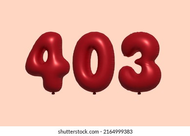 403 3d number balloon made of realistic metallic air balloon 3d rendering. 3D Red helium balloons for sale decoration Party Birthday, Celebrate anniversary, Wedding Holiday. Vector illustration svg