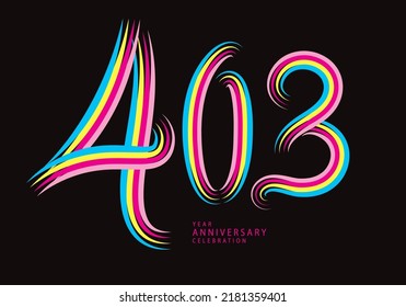 403 number design vector, graphic t shirt, 403 years anniversary celebration logotype colorful line,403th birthday logo, Banner template, logo number elements for invitation card, poster, t-shirt. svg