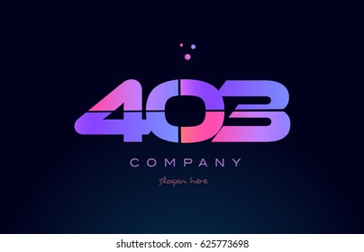 403 pink blue purple number digit numeral dots creative company logo vector icon design template