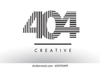 404 Black and White Number Logo Design with Vertical and Horizontal Lines.