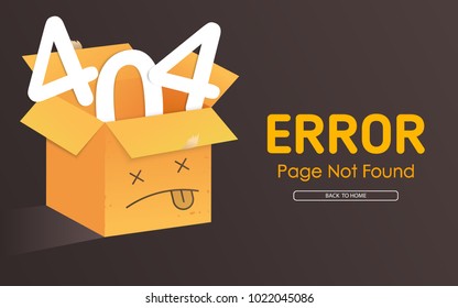 404 box face error page not found  vector graphic bacground