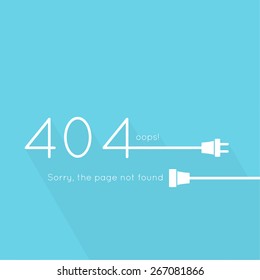 404 Connection Error. Abstract Background With Wire Plug And Socket. Sorry, Page Not Found. Vector.