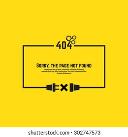 404 connection error. Abstract background with wire plug and socket. Sorry, page not found. vector.
