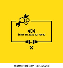 404 connection error. Abstract background with wire plug and socket. Sorry, page not found. vector.