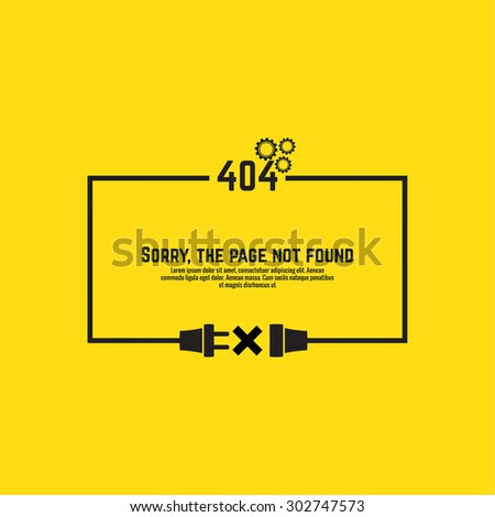 404 connection error. Abstract background with wire plug and socket. Sorry, page not found. vector.