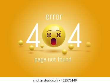 404 connection error. Abstract yellow background with smiley face, Emoticon, Emoji . Sorry, page not found. vector illustration. EPS 10