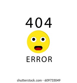 404 connection error with face emoticon or emoji. Sorry, page not found. Vector illustration on white background .