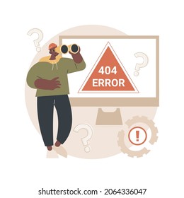404 error abstract concept vector illustration. Error webpage, 404 template, browser download failure, page not found, server request, unavailable, website communication problem abstract metaphor.