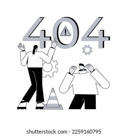 404 error abstract concept vector illustration. Error webpage, 404 template, browser download failure, page not found, server request, unavailable, website communication problem abstract metaphor.