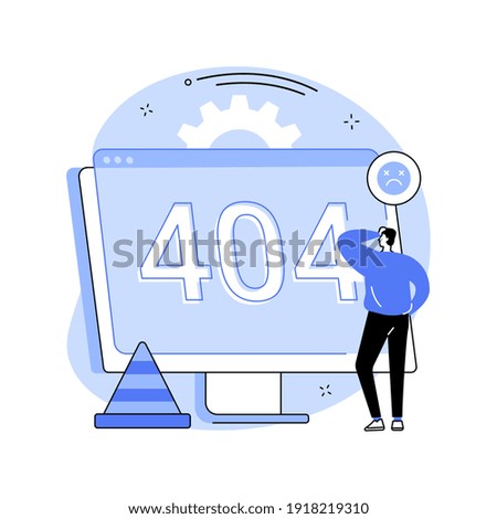 404 error abstract concept vector illustration. Error webpage, 404 template, browser download failure, page not found, server request, unavailable, website communication problem abstract metaphor.