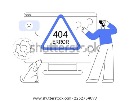 404 error abstract concept vector illustration. Error webpage, 404 template, browser download failure, page not found, server request, unavailable, website communication problem abstract metaphor.