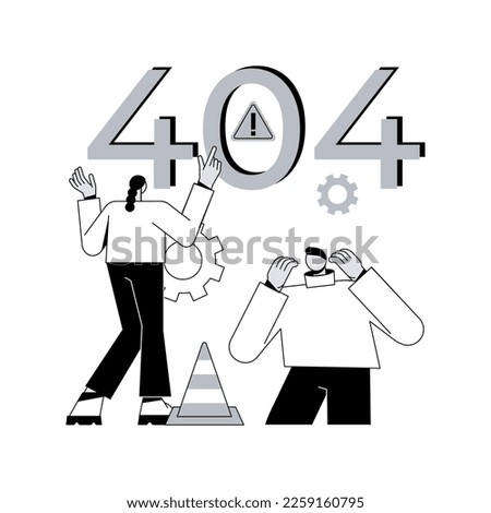 404 error abstract concept vector illustration. Error webpage, 404 template, browser download failure, page not found, server request, unavailable, website communication problem abstract metaphor.