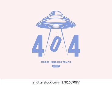 404 error with alien spaceship. Page is lost and not found message