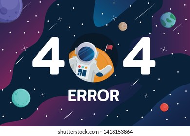 404 error with Astronaut and planet in space background