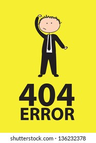 404 Error background with man over yellow vector illustration
