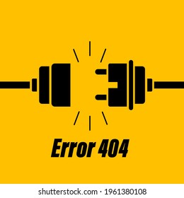 404 error banner. Page not found, template with electrical plug and socket. Vector on isolated background. EPS 10.