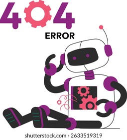 404 error with broken robot illustration vector design