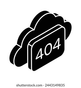 404 error with cloud showing concept isometric icon of cloud error