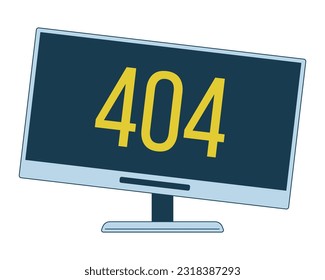 404 error computer monitor flat line color isolated vector object. Failure technology. Editable clip art image on white background. Simple outline cartoon spot illustration for web design