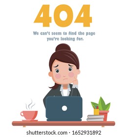 404 error concept with sad Business Woman.
